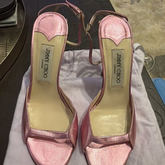 Jimmy Choo Shoes - Jimmy Choo Coupe metallic sandals in pink